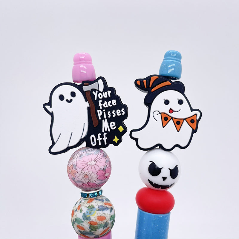 10PCS Halloween Ghost with Ax "Your Face Pisses Me Off" Silicone Focal Beads|SYAMI™