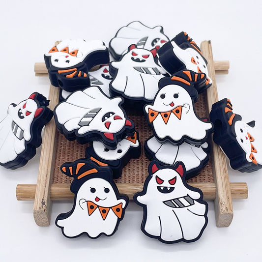 10PCS Halloween Ghost with Knife or Colorful Flags Silicone Focal Beads|SYAMI™