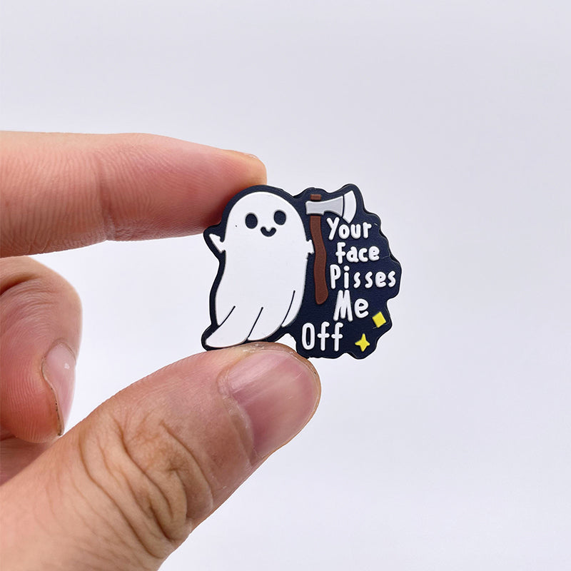 10PCS Halloween Ghost with Ax "Your Face Pisses Me Off" Silicone Focal Beads|SYAMI™