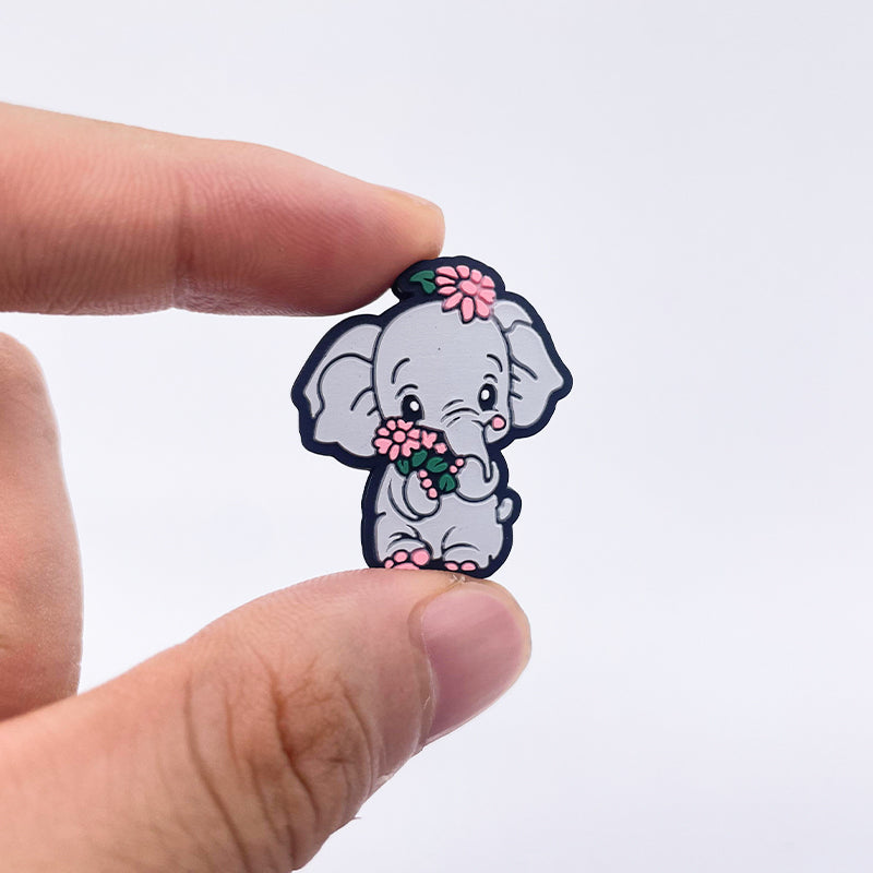 10PCS Cartoon Animal Elephant Holding A Bouquet Pig Wearing A Skirt Silicone Focal Beads|SYAMI™